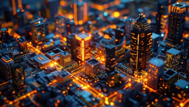 Futuristic Cityscape with Glowing Towers