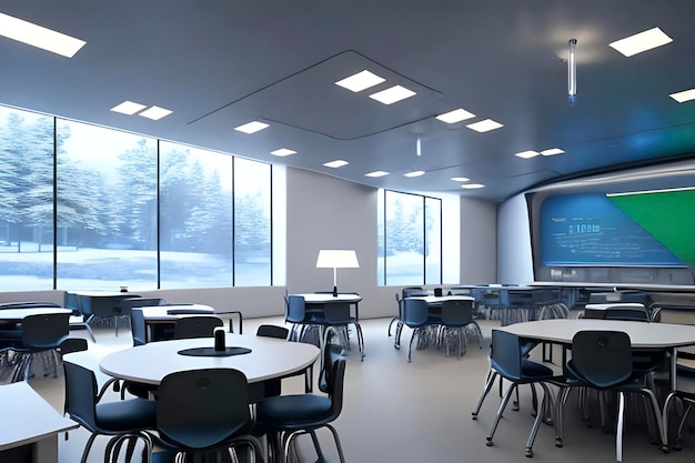 Futuristic classroom concept in school