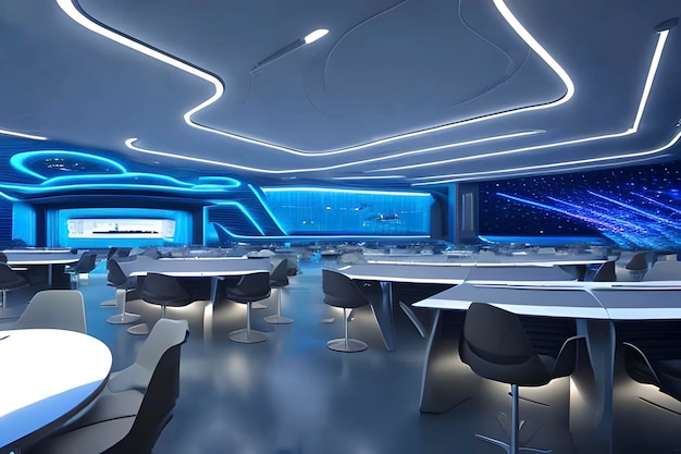 Futuristic classroom concept in school