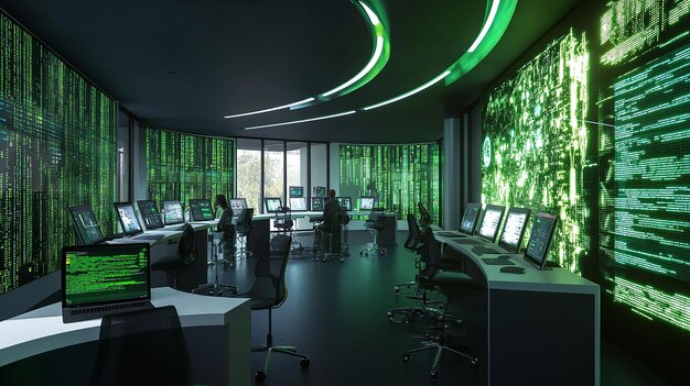 Photo futuristic coding room with ultramodern design