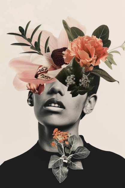 Futuristic collage blends diversity nature pastels and modernity