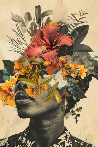 Futuristic collage blends diversity nature pastels and modernity