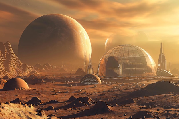 Futuristic colony with a network of biodomes is thriving on an exoplanet showcasing humanity39s expansion into the cosmos