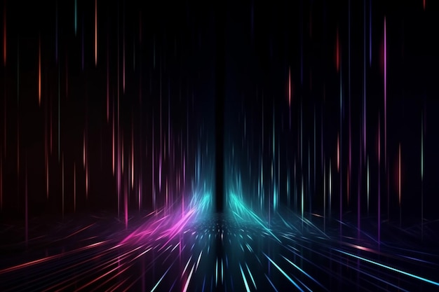 Futuristic colorful electric cables lines and led ight effect background for digital technology Trendy wallpaper spectrum generative AI