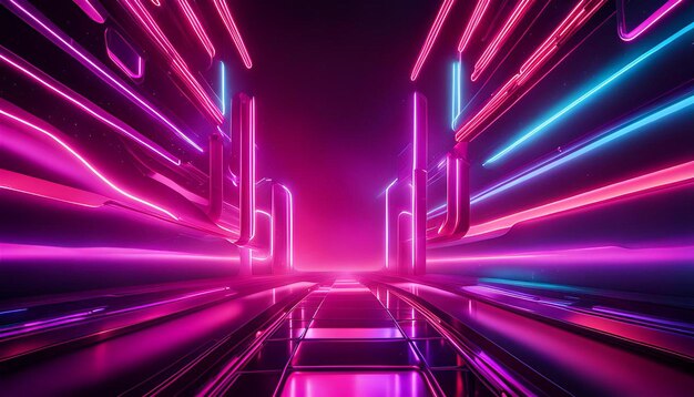 Futuristic colorful glowing abstract neon lights background