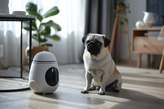 Photo a futuristic companion an ai smart pet blending technology and companionship seamlessly