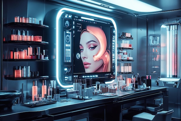 Photo futuristic cosmetic innovation lab or salon setting