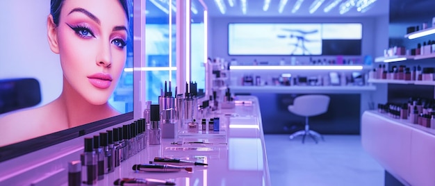 Photo futuristic cosmetic innovation lab or salon setting