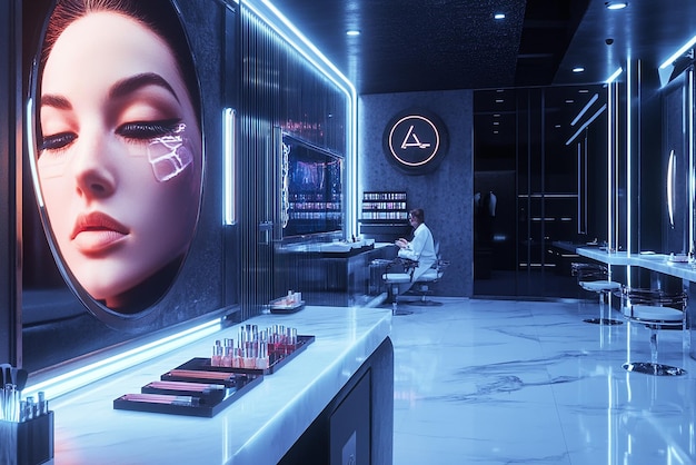 Photo futuristic cosmetic innovation lab or salon setting