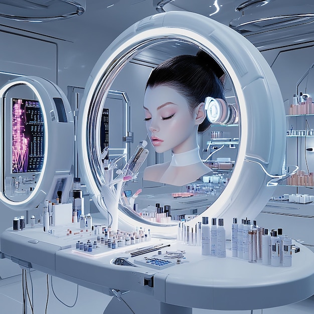 Photo futuristic cosmetic innovation lab or salon setting