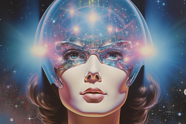 Futuristic cosmic woman with helmet