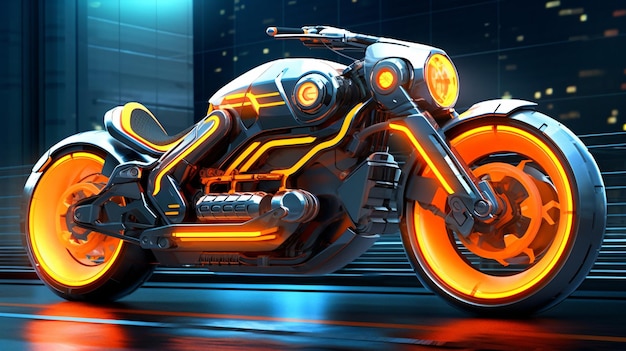 Futuristic custom motorcycle illustration