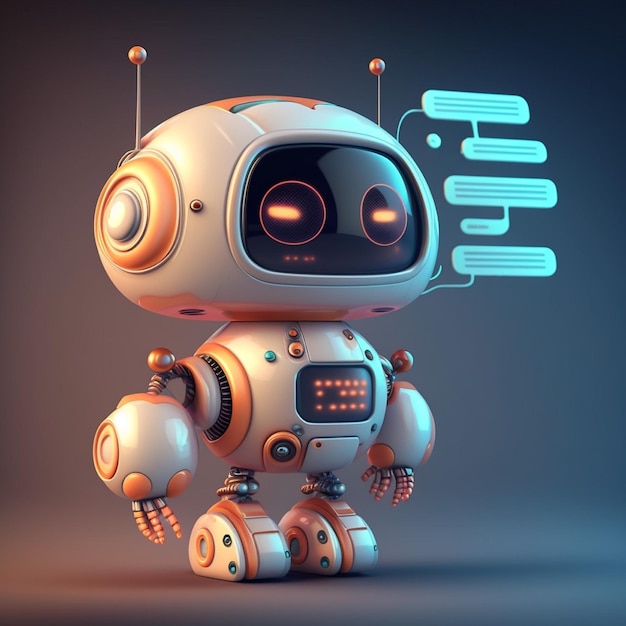 Futuristic cute robot with artificial intelligence Concept of chatbot