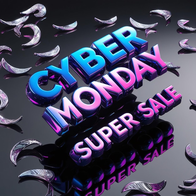 Photo futuristic cyber monday super sale neon glows and digital worlds