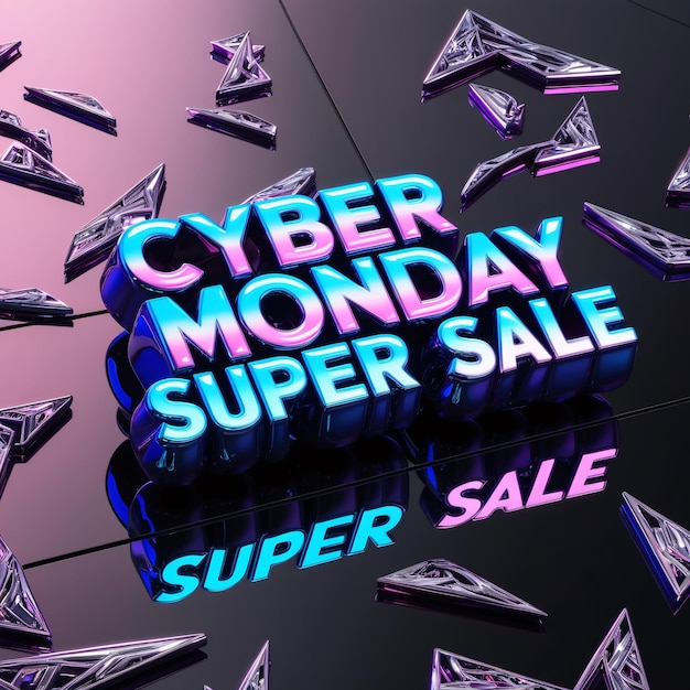 Photo futuristic cyber monday super sale neon glows and digital worlds