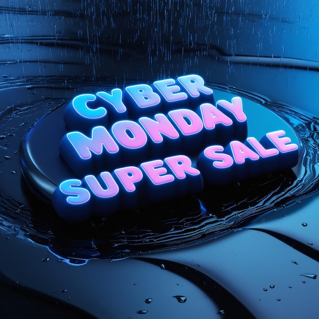 Photo futuristic cyber monday super sale neon glows and digital worlds