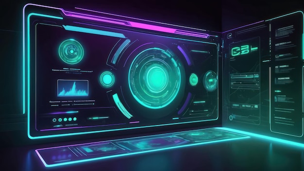 Futuristic cybernetic interface background with holographic elements perfect for tech concepts