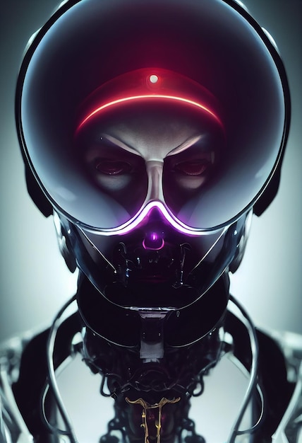 Photo futuristic cyberpunk human robot portrait