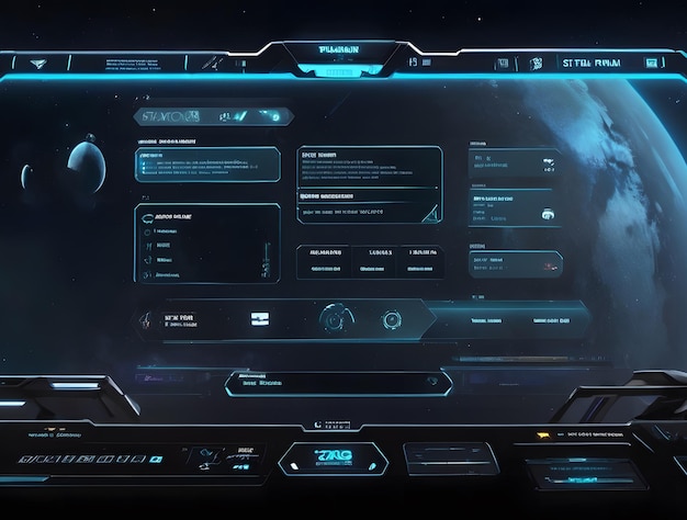 Futuristic Cyberpunk UI for Space Video Games with Star Field Menu Generative AI