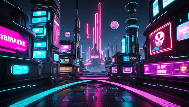 Photo futuristic cyberpunk wallpaper for immersive designs