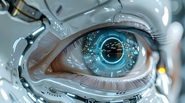 Photo futuristic cyborg eye 3d illustration