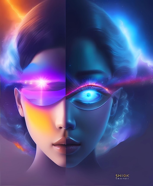 A futuristic cyborg woman in portrait Skill art