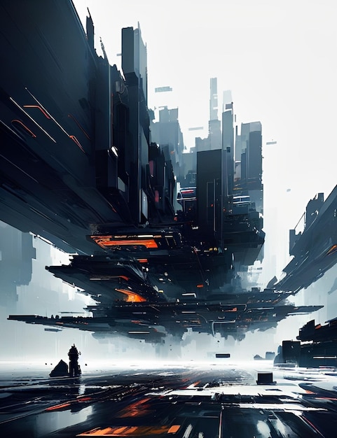 futuristic dark city