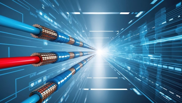 Photo futuristic data center illustrating high speed internet channels