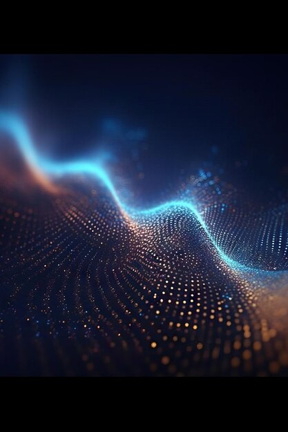 Futuristic data stream 3d illustration Data transfer technology Wave of dots weave lines Abstract