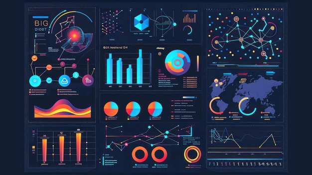 Photo futuristic data visualization dashboard