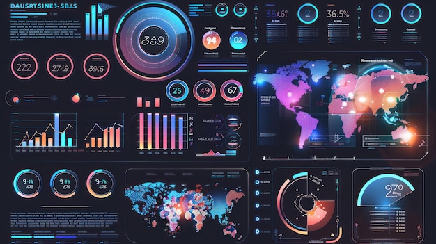 Photo futuristic data visualization interface