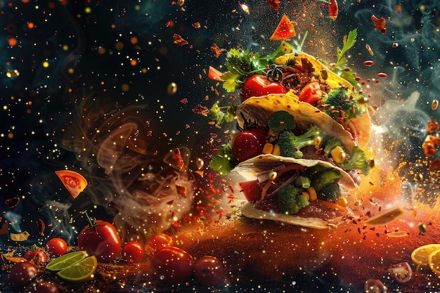 Futuristic Depiction of Mexican Food Explosion