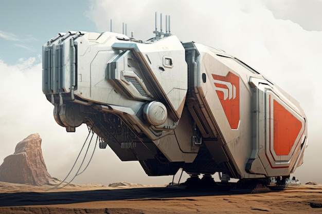 Photo futuristic desert colony transport vehicle