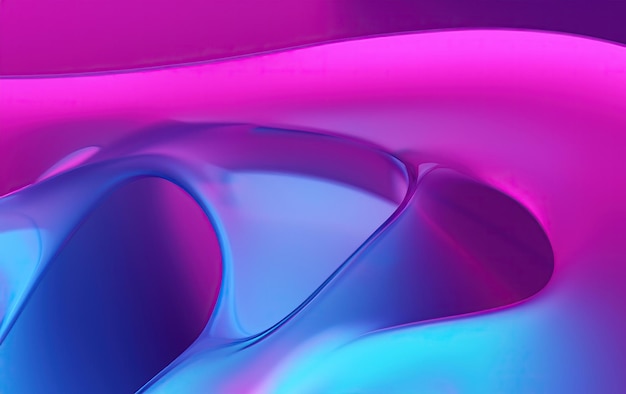 Futuristic Design Smooth Flowing Shapes in pink and blue Transparent Glass 3D Render Modern Abstract Wallpaper