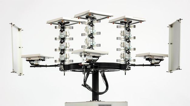 Photo a futuristic device with multiple cameras and sensors arranged in a circular array poised for highte