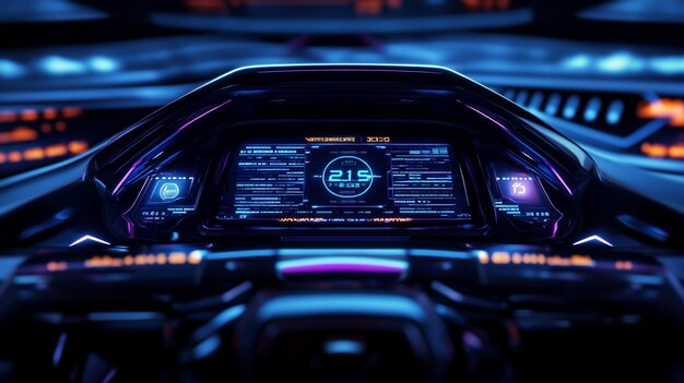 Futuristic Digital Car Dashboard Display Illustration