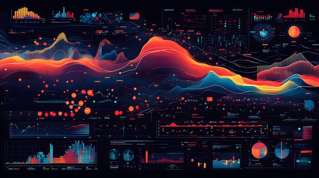 Photo futuristic digital interface with data visualization