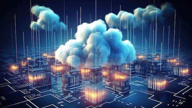 Futuristic digital technologies Cloud computing transfers big data online