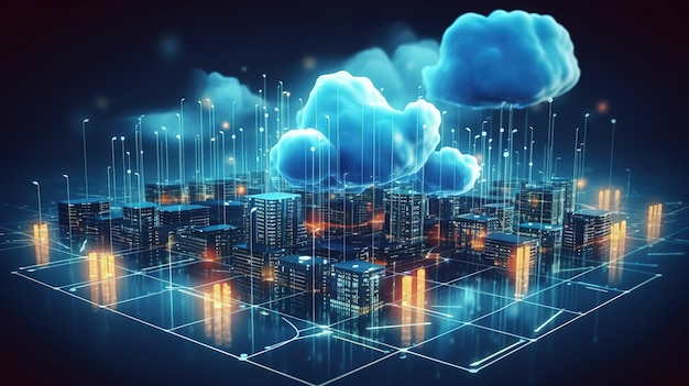 Futuristic digital technologies Cloud computing transfers big data online