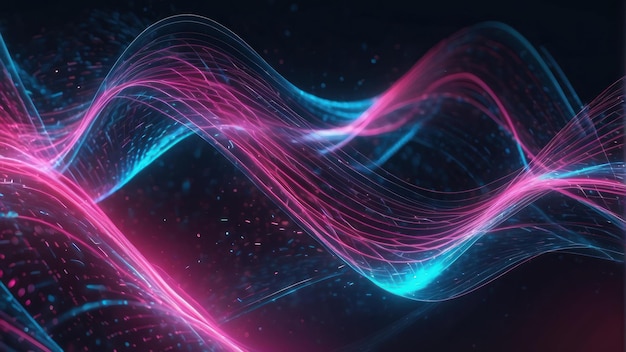 Futuristic Digital Waves in Neon Landscape