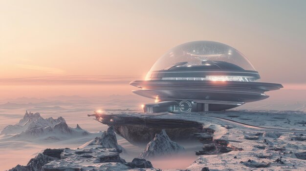 Futuristic Dome on Alien Landscape