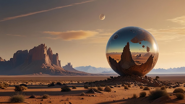 Futuristic Dome in a Desolate Martian Landscape