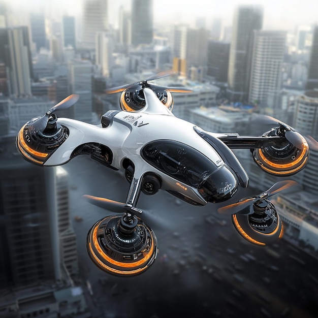 A futuristic drone with a compact design and advanced camera features