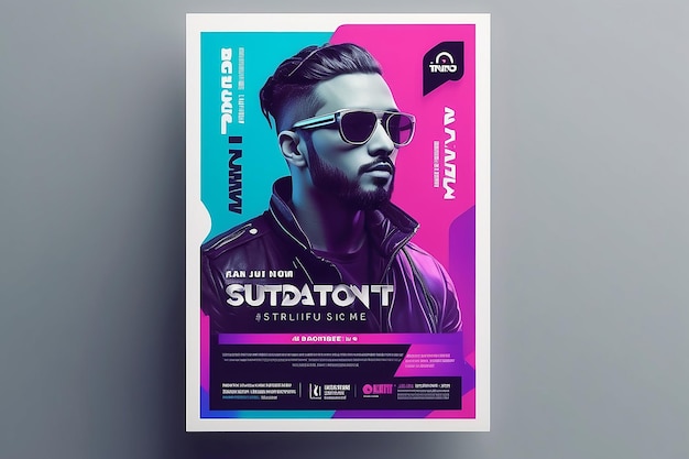 Photo futuristic duotone concert flyer template