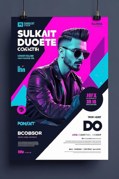 Futuristic Duotone Concert Flyer Template