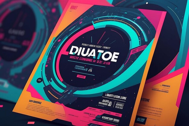 Futuristic Duotone Concert Flyer Template