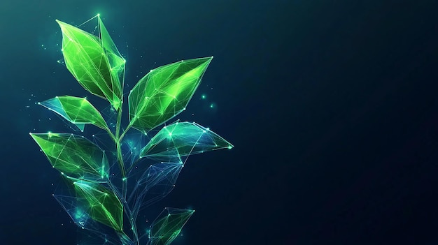 Futuristic Eco Herbs Concept with Glowing Low Polygon Design