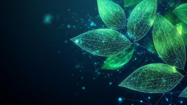 Futuristic Eco Herbs Concept with Glowing Low Polygon Design