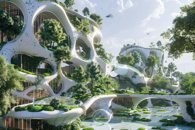 A futuristic ecofriendly and sustainable architectural building