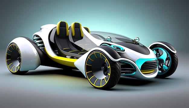 Futuristic electric autonomus car design studio presentation Generative Ai